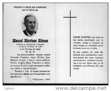 Souvenir Mortuaire MARTINEZ, Manuel (1901-1979) Mort à VILLAJOYOSA (Alicante) - Devotion Images
