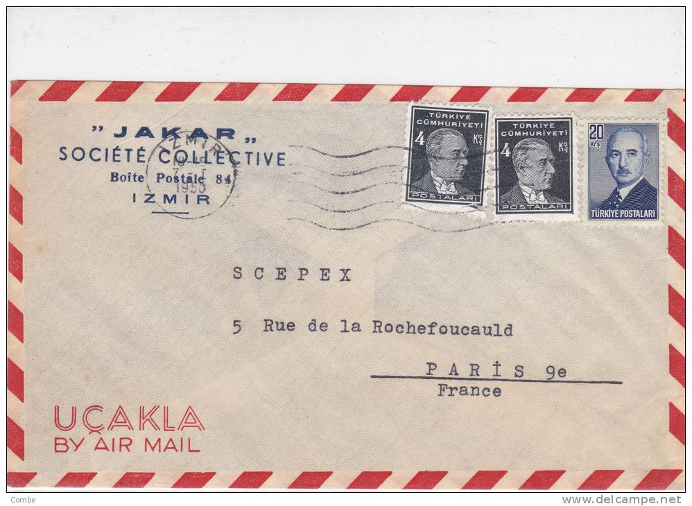 LETTRE  COVER, TURQUIE 1951 , IZMIR Pour FRANCE /2932 - Brieven En Documenten