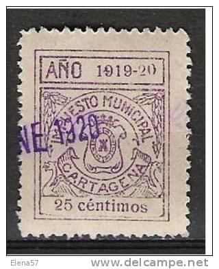 1896-FISCAL LOCAL CARTAGENA MURCIA IMPUESTO 1919 10 CENTIMOS REVENUE LOKALMARKEN. - Fiscales