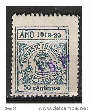 1898-FISCAL LOCAL CARTAGENA MURCIA IMPUESTO 1919 50 CENTIMOS   REVENUE LOKALMARKEN. - Fiscales