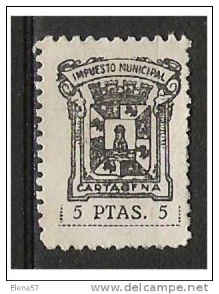 1918-FISCAL LOCAL CARTAGENA MURCIA IMPUESTO 1930  5 PESETAS    REVENUE LOKALMARKEN. - Steuermarken