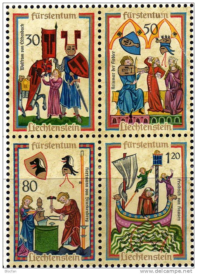 Minnesänger 1970 Fürstentum Liechtenstein 527/0VB Out Block 8 ** 4€ Lieder-Handschrift Bf Art Bloc Music Sheet Of Europa - Blocs & Feuillets