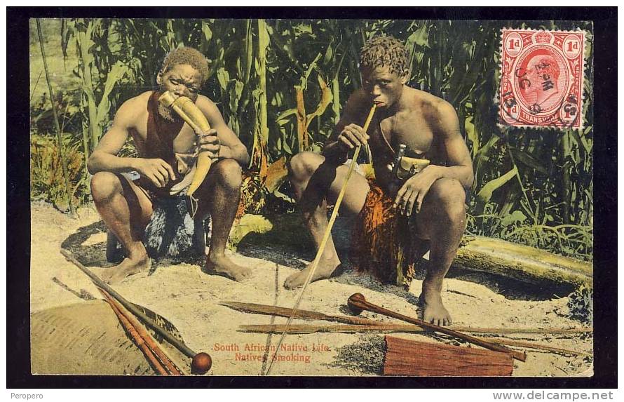 South African Native Life  NATIVES SMOKING  1913 - Afrique Du Sud