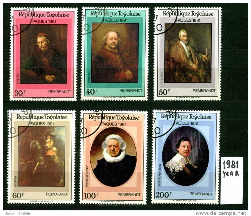 Repubblica Del TOGO - TOGOLAISE - Pittore REMBRANDT - Year 1981 -  Serie Completa - Stamped. - Rembrandt