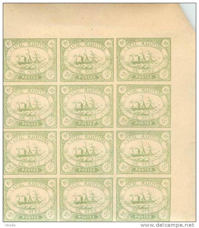 TIMBRES : GF 13 - 080  : Bloc De 12 Timbres Canal Maritime De Suez 5 Cts Vert - 1915-1921 Protectorat Britannique