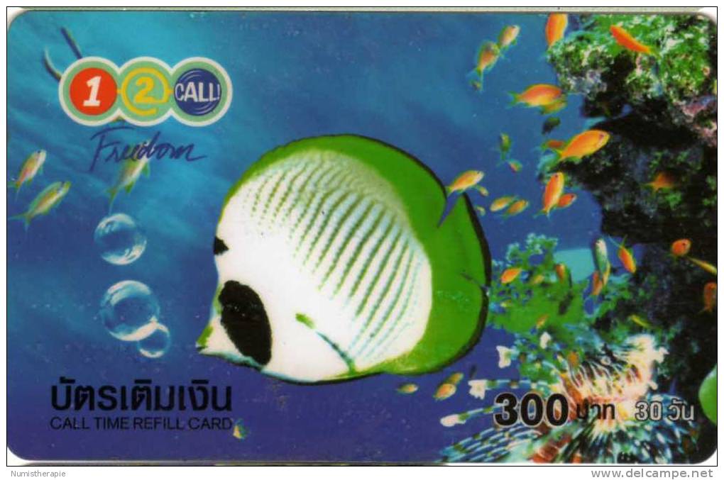 Télécarte 1-2-CALL 300 Baht : Poissons Fish - Fische