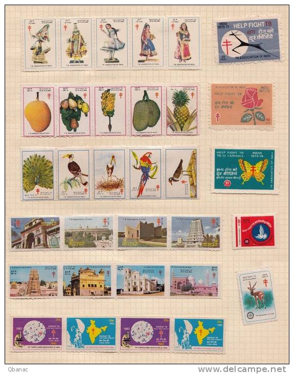 India Anti Tuberculosis TBC Charity Stamps, Beautiful! - Sellos De Beneficiencia