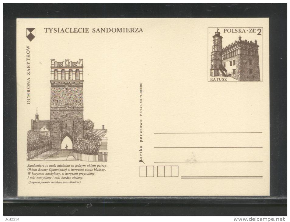 POLAND PC 1979 100 YEARS OF SANDOMIERZ TOWN MINT DATE XII.79 CONSTANT UNLISTED FLAW ON K OF KARTA POCZTOWA - Variétés & Curiosités