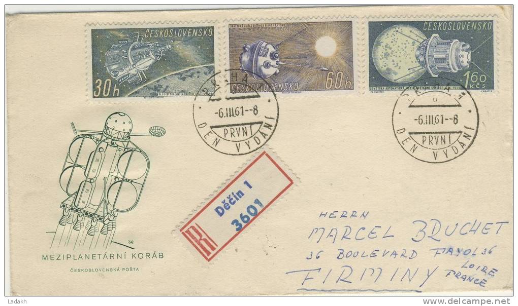 FDC  1961 COSMOS STATION INTERPLANETAIRE # SATTELITE # ESPACE # - FDC