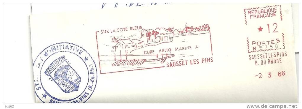 Cure, Héliomarin, Cote Bleue, Sausset Les Pins - EMA Secap N - Devant D'enveloppe ,  (K184) - Thermalisme