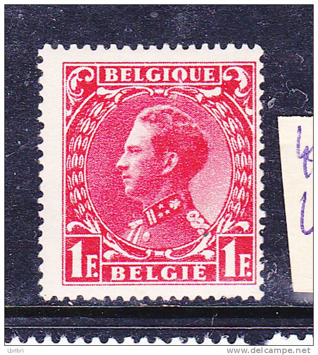 BELGIQUE N° 403 LEOPOLD III 1F ROUGE CARMINE NEUF AVEC CHARNIERE - 1934-1935 Leopold III