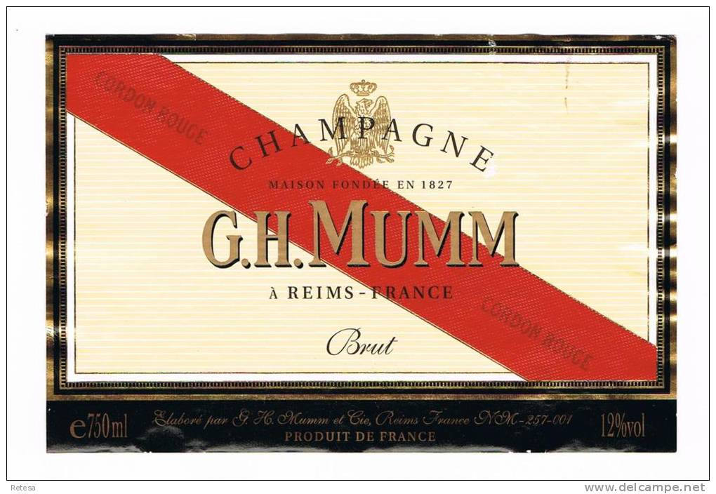 CHAMPAGNE  G.H. MUMM BRUT  GORDON ROUGE   ETIKET - Champagne