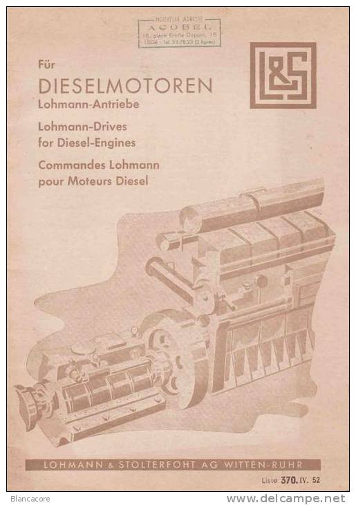 LOHMANNN & STOLTERFOHT WITTEN RUHR  DIESELMOTOREN  MOTEURS DIESEL - Catalogues