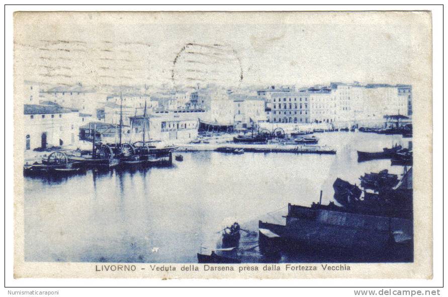 LIVORNO VEDUTA DELLA DARSENA VIAGGIATA 1921  COD.C.1409 - Lucca