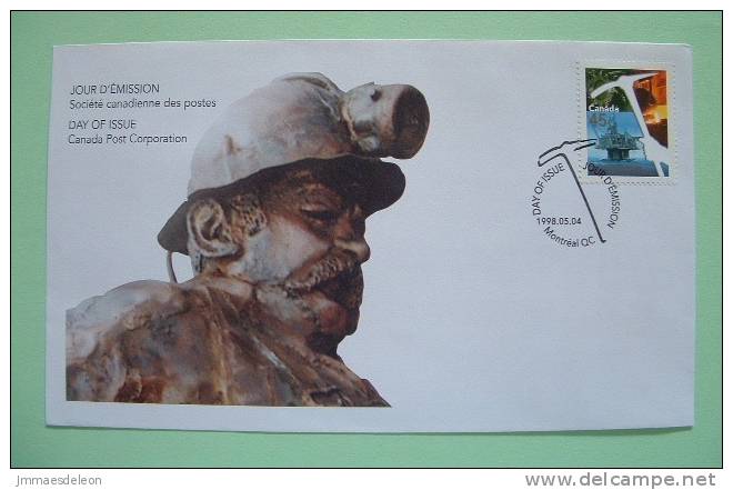 Canada 1998 FDC Cover Unsent - Mining Metallurgy And Petroleum Pleteform In The Sea - Worker Statue - Stones Pics. Back - Storia Postale