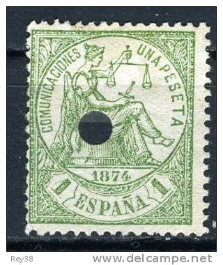 I REPUBLICA 4 PESETAS CON TALADRO NUEVO. 1874 - Ungebraucht