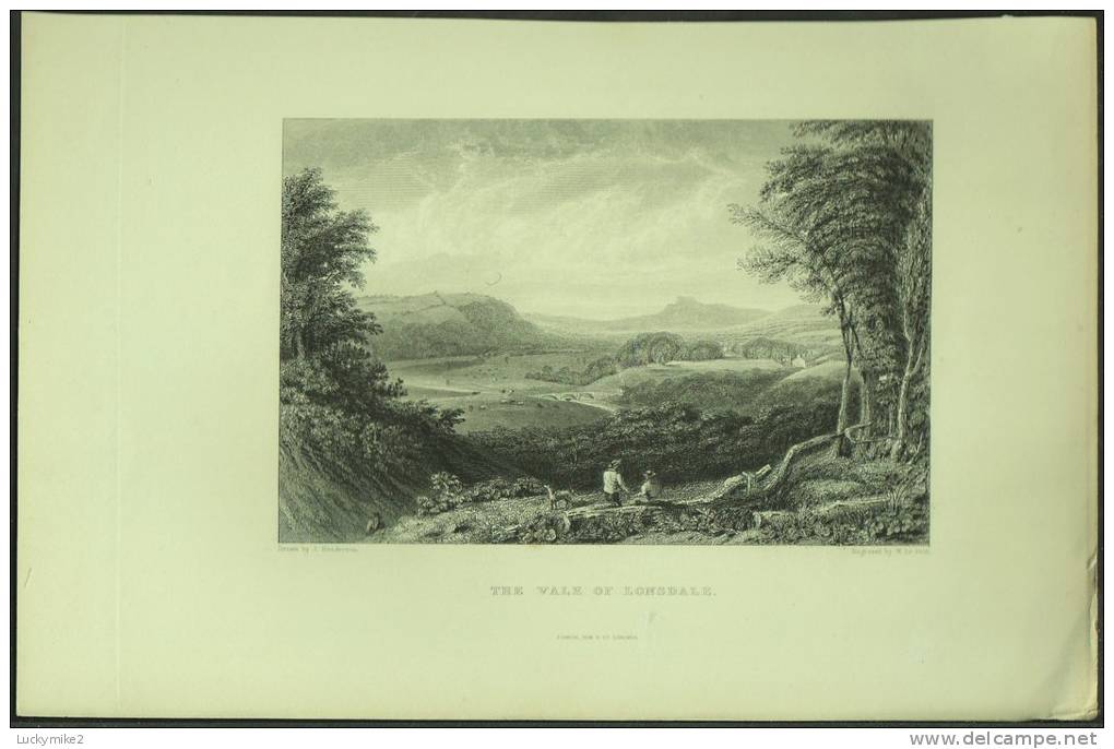 A C1840 Print Of "The Vale Of Lonsdale" By 'W Le Petit'. - Stiche & Gravuren