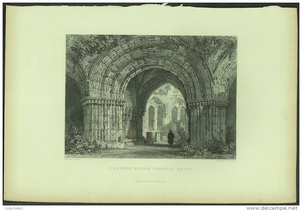 An 1842 Print Of "Chapter House, Furness Abbey" By 'R Sands'. - Prints & Engravings