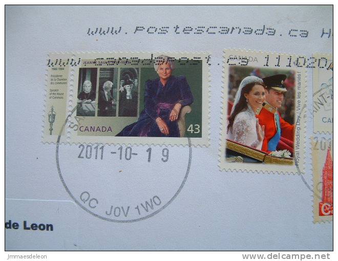 Canada 2011 Cover To Nicaragua - Royal Visit - Maple Leaf - Duke And Duchess Of Cambridge - Tower - Speed Boat - Woman - Lettres & Documents