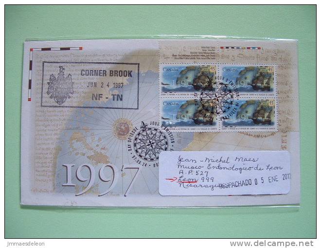 Canada 2011 > 1997 FDC Cover To Nicaragua - Ship - Cabot Travel - Earth Globe - Lettres & Documents