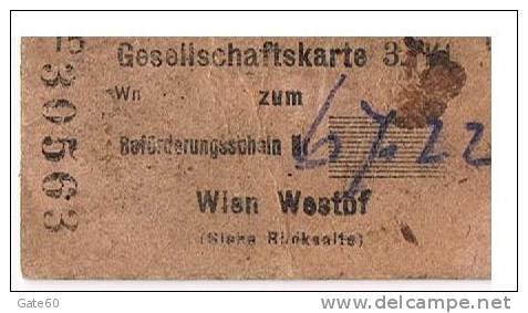 Ticket Ferroviaire Ou D'un Camp Allemand Durant  La Guerre - Europe