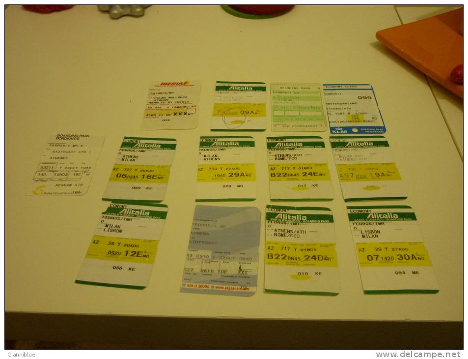 13 Old Boarding Pass/passes From Iberia/Alitalia/Aegean Airlines - Bordkarten