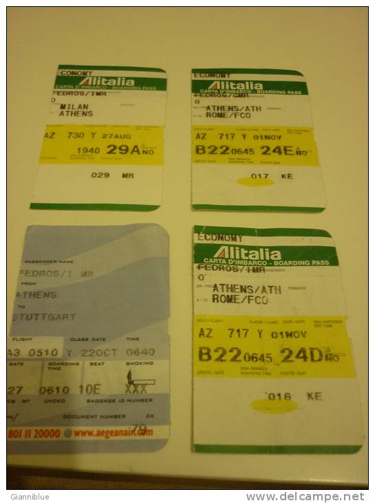 13 Old Boarding Pass/passes From Iberia/Alitalia/Aegean Airlines - Tarjetas De Embarque