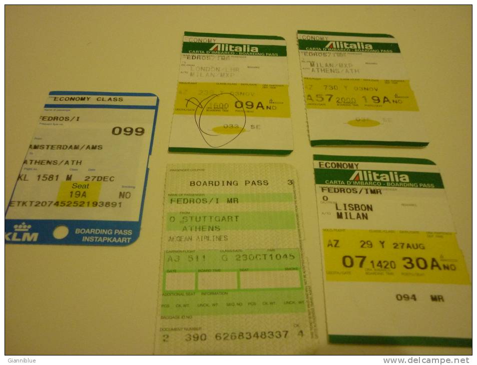 13 Old Boarding Pass/passes From Iberia/Alitalia/Aegean Airlines - Tarjetas De Embarque
