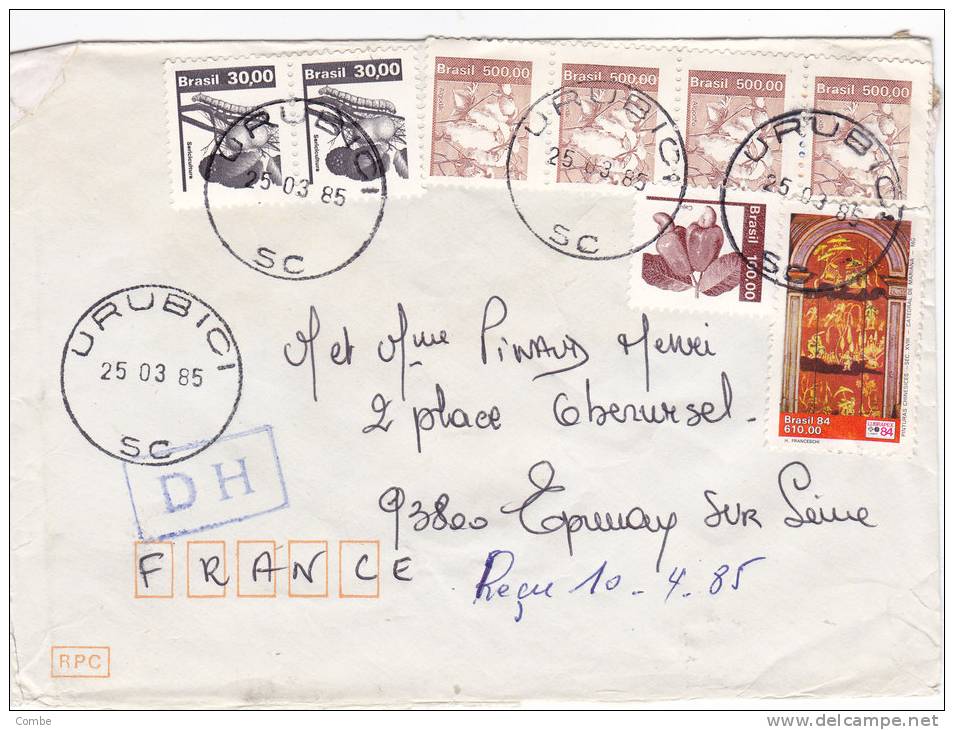 Lettre Cover BRESIL 1985, URUBICI Pour La FRANCE, CHENILLE COTON CAJU /2456 - Briefe U. Dokumente