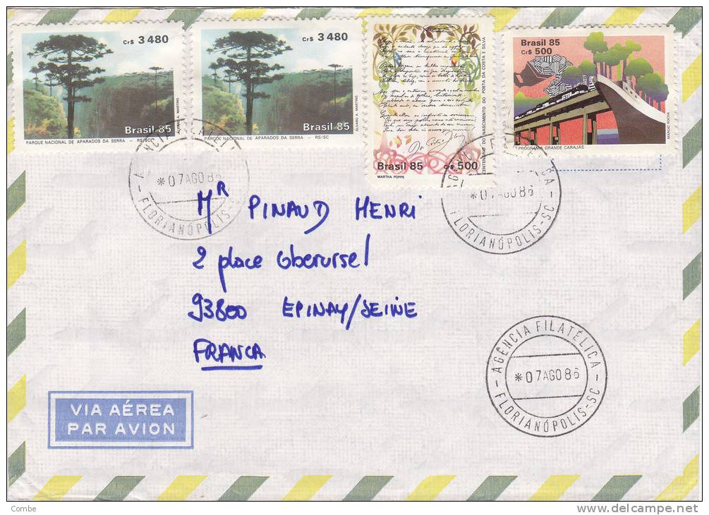 Lettre Cover BRESIL 1985, FLORIANOPOLIS Pour La FRANCE,   /2943 - Briefe U. Dokumente