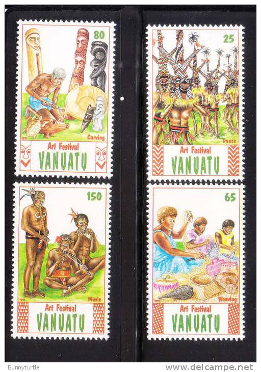 Vanuatu 1991 Art Festival Dance Carving Music MNH - Vanuatu (1980-...)