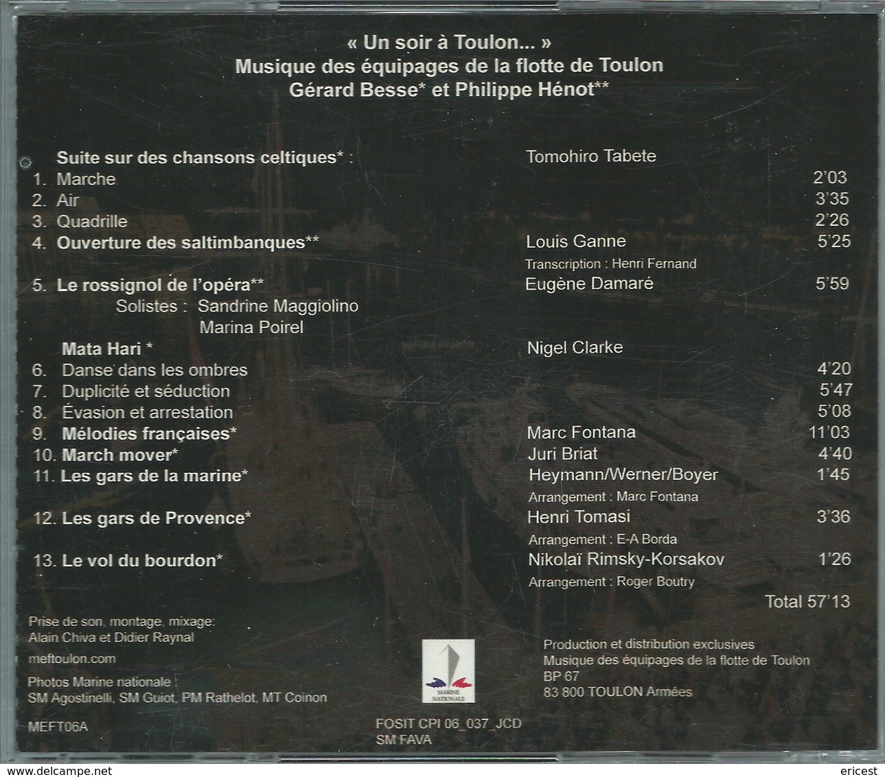 - CD UN SOIR A TOULON AVEC LES EQUIPAGES DE LA FLOTTE - Sonstige & Ohne Zuordnung