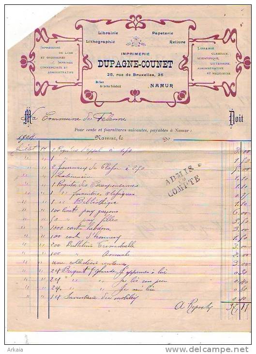 Felenne - 1905 - 2 Documents - Imprimerie Dupagne-Counet - Druck & Papierwaren