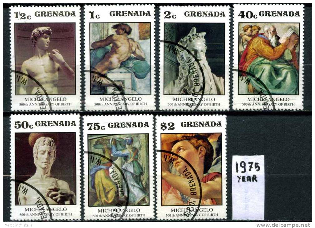 GRENADA - MICHELANGELO - Year 1975 - Stamped - Serie Completa . - Altri & Non Classificati