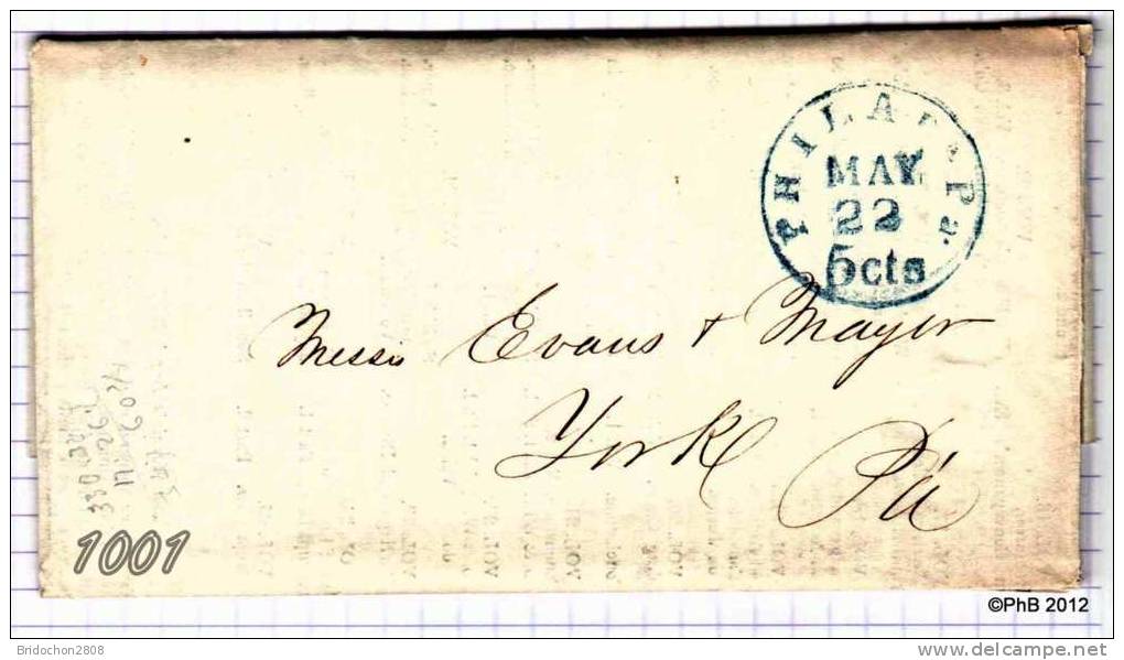 MARCOPHILIE POSTAL HISTORY USA Etats Unis Pre-stamples Philadelphia 1846 - Postal History