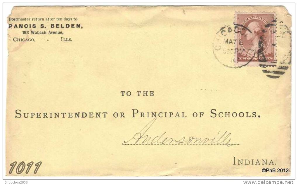 MARCOPHILIE POSTAL HISTORY USA Etats Unis Indiana Andersonville 1886 - Postal History