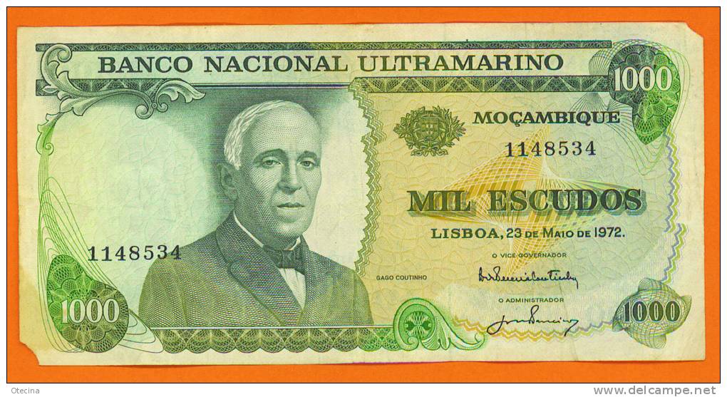 # MOZAMBIQUE 1000 Escudos 23/05/1972  (2 Coins Coupés) - Mozambique