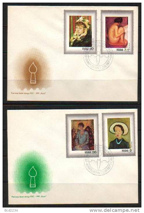 POLAND FDC 1971 STAMP DAY WOMEN IN POLISH PAINTINGS Art Nudes Flowers Portraits - FDC
