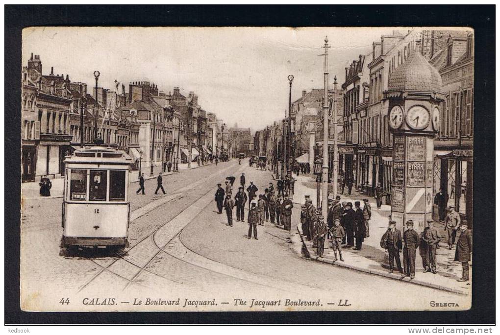 RB 911 - 1925 LL L.L. Postcard - Tram Close-Up - Le Boulevard Jacquard - Calais France - Calais