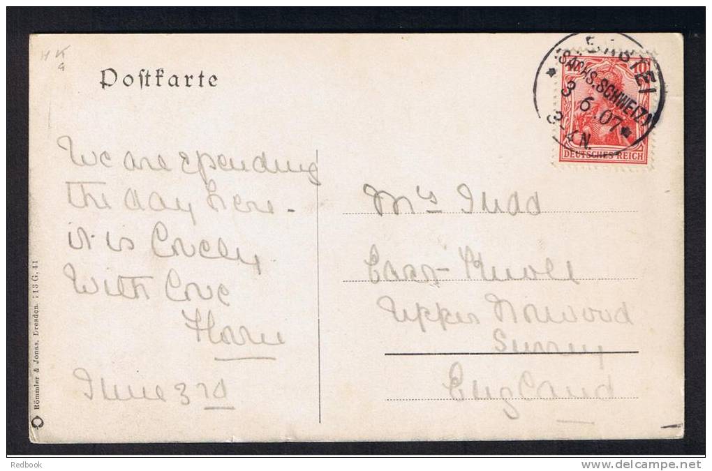 RB 911 - 1907 Postcard - Bastei Germany - 10pf Rate To Surrey Uk - Bastei (sächs. Schweiz)