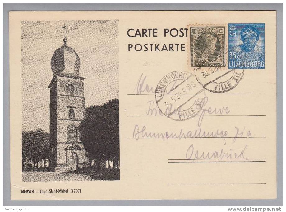 Luxemburg Bildpostkarte 1938-05-30 Luxemburg Ville Bild Mersch Tour Saint-Michel - Ganzsachen