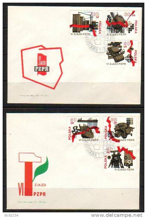 POLAND FDC 1971 6TH PZPR PARTY CONGRESS United Workers Party Communism Socialism Cars Petrochemical Crane Mining Farming - Other & Unclassified