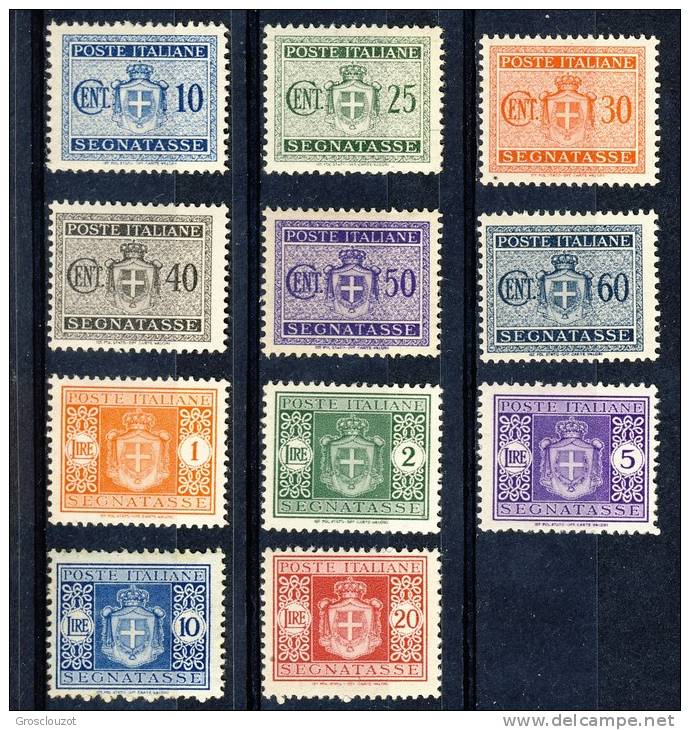 Luogotenenza 1945 Tasse Sassone N. 86 - 96, Filigrana Ruota MNH LUX Alti Valori Firmati BIONDI Cat. &euro; 225 - Taxe