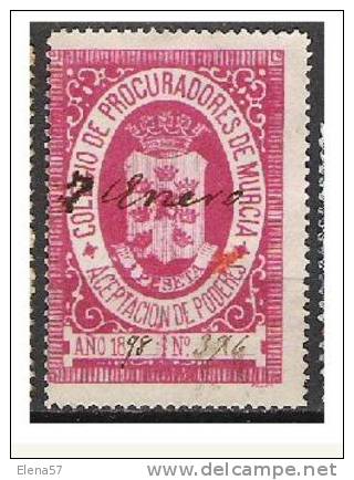 0387- FISCAUX STEMPELMARKEN .FISCAL AÑO 1880 MURCIA COLEGIO ABOGADOS AZUL RARO PAY PAL,GIRO,TRANSFERENCIA Y SELLOS DE CU - Fiscales