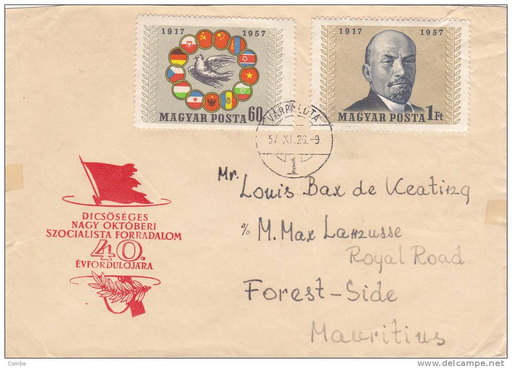 Lettre HONGIE 1957, BUDAPEST - MAURITIUS /3037 - Postmark Collection