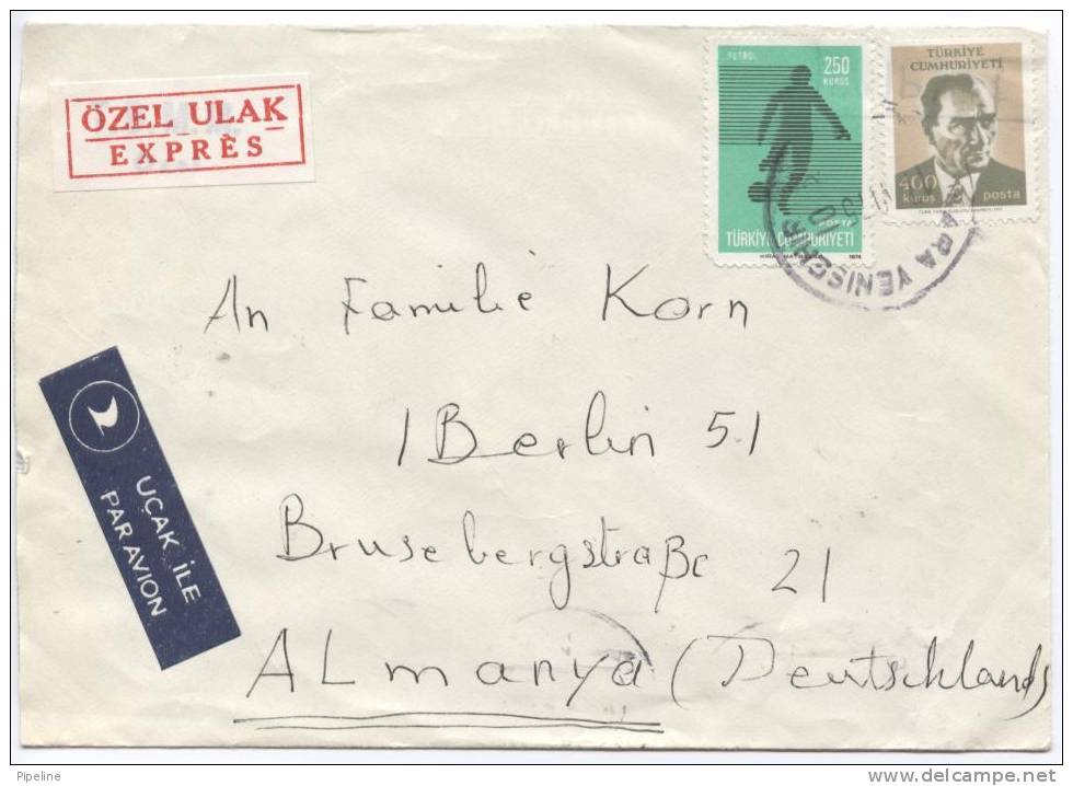 Turkey Express Cover Sent To Germany 17-6-1975 - Briefe U. Dokumente