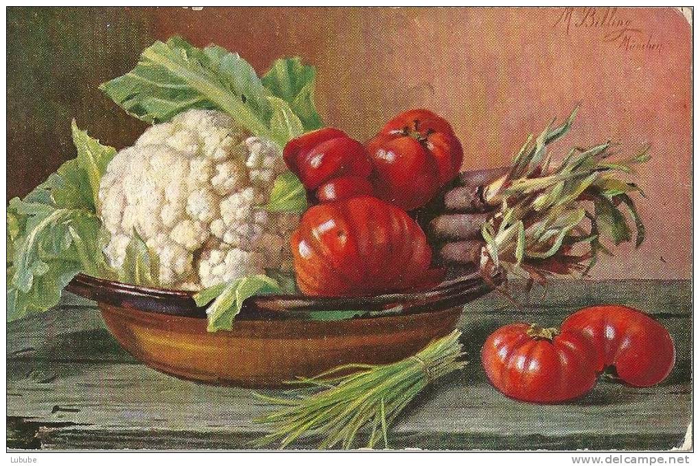 M.Billing - Stilleben Mit Blumenkohl, Tomaten, Schwarzwurzeln            1911 - Billing, M.