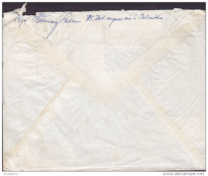 India Airmail Par Avion Labels THAI International CALCUTTA 1972 Cover Brief  To HVIDOVRE Denmark (2 Scans) - Poste Aérienne