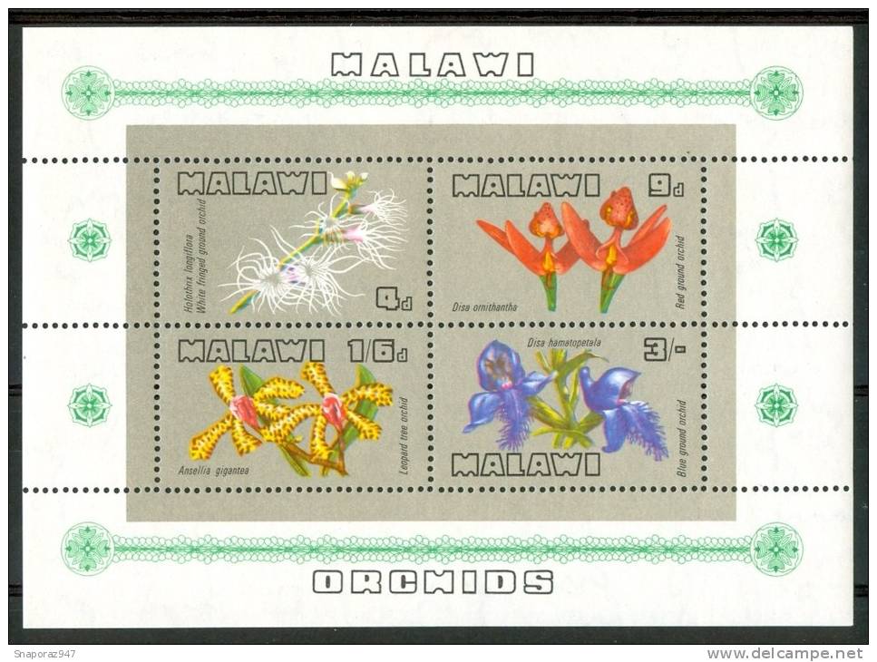 1969 Malawi Flora Orchidee Orchids Orchidèes Fiori Flowers Fleurs Block MNH** Spa224 - Malawi (1964-...)