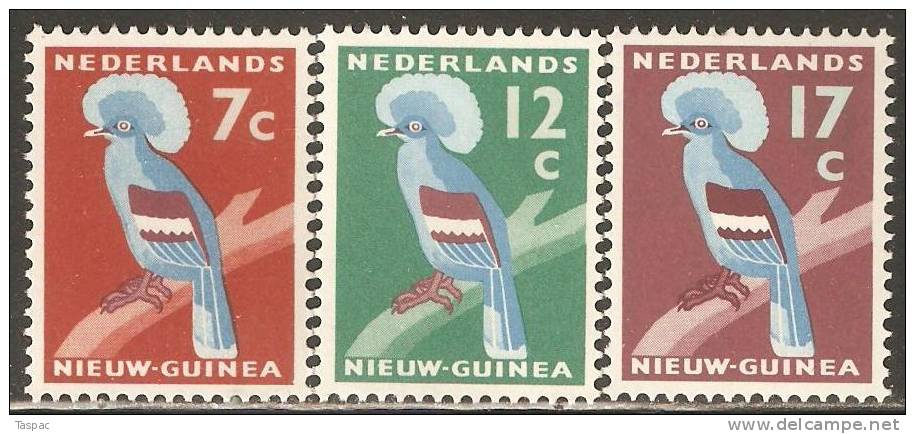 Netherlands New Guinea 1959 Mi# 54-56 ** MNH - Queen Victoria Crowned Pigeon - Netherlands New Guinea